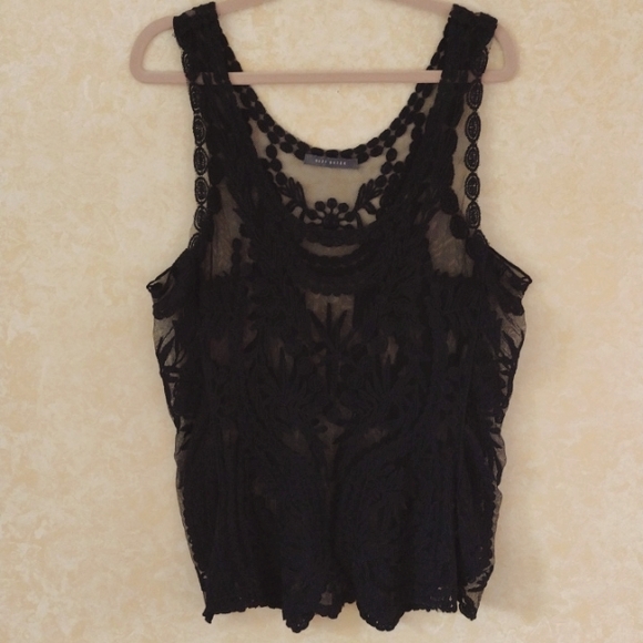 2️⃣ for 🔟 Suzy Shier sheer lace black tank top size L - Picture 1 of 11